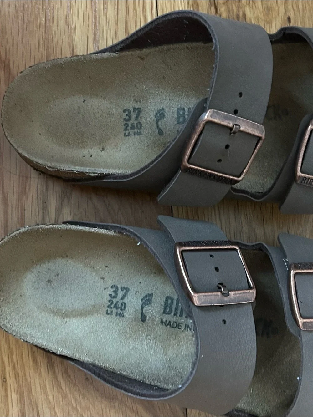 Birkenstock sandals.                           Mocha